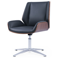 Chaise de bureau ergonomique classique en cuir écologique noir, inclinable, pour le bureau et la salle de classe