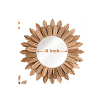 Miroir mural en forme de soleil 12 pouces Décoration rustique en bois de ferme Décoration de pièce