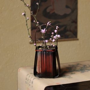 Cesta de flores tejida a mano de bambú, florero decorativo natural para decoración del hogar y sala de té - Product Image 4