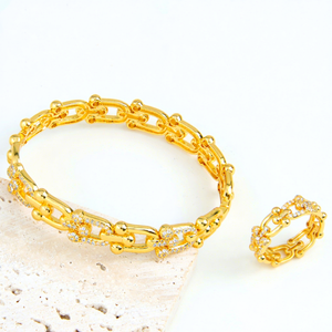 Brazalete de Diseño Árabe de Lujo en Color Dorado, Anillo en Forma de U Chapado en Oro de 21k para Mujer, Joyería para Fiestas - Product Image 5