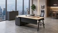 Escritorio de Trabajo en Forma de L Minimalista con Gabinete de Almacenamiento Lateral, Muebles de Oficina Modernos para Espacio de Trabajo de Gerencia
