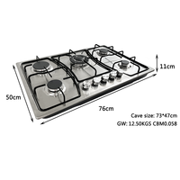 Table de cuisson encastrée de haute qualité Table de cuisson à gaz en acier inoxydable à 5 brûleurs