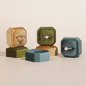 Elegant Personalized Velvet Jewelry <b>Box</b> Green Octagonal Italian Rich Velvet Jewelry case <b>Box</b> <b>Ring</b> Necklace Packaging <b>Box</b> - Product Image 2