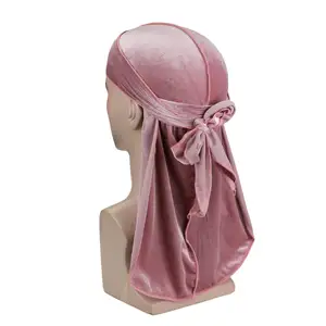 Bán Buôn Tùy Chỉnh Thiết Kế Logo Đuôi Durags Chất Lượng Cao Polyester Nhung Mềm Durag Cho Cô Gái