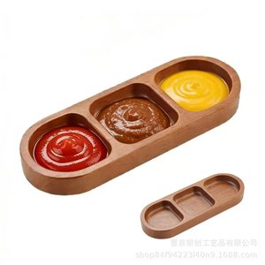 Yinchuang Wooden Serving <b>Tray</b> 3-Compartment For <b>Condiments</b> Dining Table Use - Product Image 5