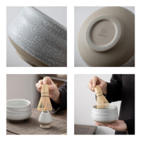 Coffret Cadeau Matcha Personnalisé ODM OEM – Ensemble 7 Pièces : Bol en Céramique, Support Chasen en Bambou, Cuillère, Fouet, Service à Thé Blanc