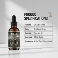Vente en gros de gouttes liquides de Shilajit de l'Himalaya 60ml – Extrait de résine en vrac – Complément alimentaire