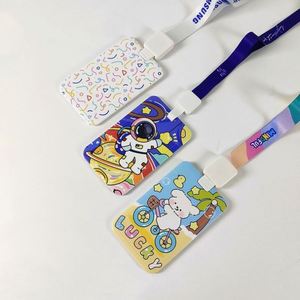 Porte-carte d'identité personnalisable en plastique aux couleurs bonbon avec cordon, design moderne, portable pour le bureau et l'école - Product Image 2