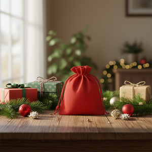 Sacchetto regalo in tela di juta rossa Ilan 15x20 cm per regali 2 pezzi - Product Image 2