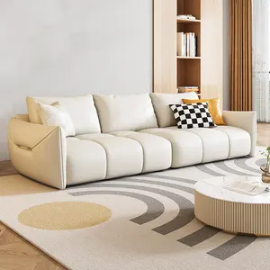 Großhandel Luxus Leders ofa Französisch Creme Stil Wohnzimmer Sofa Drei-Personen-Sofa in gerader Reihe