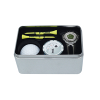Coffret Cadeau de Golf Personnalisable avec Logo, Incluant Outils de Réparation de Divots, Tees, Marqueurs de Balle, Balles de Sport – 200 Ensembles en Métal Argenté OEM