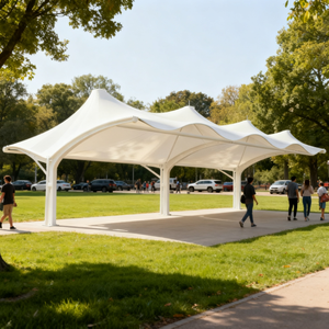 Hiện đại pvdf/PTFE thép & màng cấu trúc công viên xe đạp nhà để xe & xe bãi đậu xe đổ với ngoài trời tán điện - Product Image 3