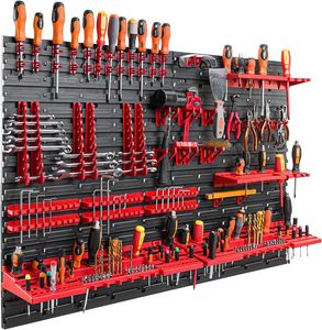 Estante de pared Pegboard de 1150x780mm con 58 accesorios apilables de plástico, estante de taller, contenedor de almacenamiento de plástico, caja de herramientas apilable - Product Image 4