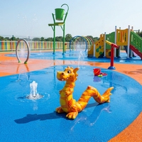 Jouets aquatiques interactifs commerciaux en fibre de verre pour enfants : équipement de jeux aquatiques avec pulvérisation d'eau en forme de dragon, tortue et fleur