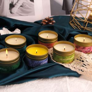 Collection de bougies parfumées en boîte métallique : Eucalyptus, Lavande, Citronnelle, Romarin – Cire de soja, Aromathérapie, Écologique, Décoration de maison pour les fêtes - Product Image 2