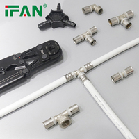 IFAN Vente Chaude Raccords à Sertir PEX 16-32mm, Connecteurs de Tuyaux PEX-Al-PEX, Raccords à Sertir en Laiton pour Plomberie