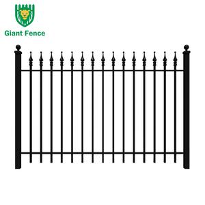 Clôture de sécurité en <span class=keywords><strong>fer</strong></span> <span class=keywords><strong>forgé</strong></span> à plateau plat tubulaire galvanisé avec revêtement en poudre noire, hauteur de 7 pieds, facile à assembler - Product Image 1