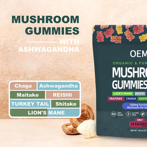 Gomitas de hongos funcionales OEM personalizadas |   Complejo de 7 Hongos + Ashwagandha |   Vegano, Sin Gluten, Sin OMG |   Bolsa de 80 Gomitas - Product Image 2