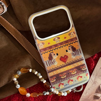 Coque de téléphone portable pour iPhone 17 Pro Max, 16 avec motif relief et paillettes, 13 motif chiot Fair Isle, 15 avec électroplaqué, 11 avec cordon, rigide