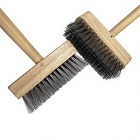 Brosse à long manche en bois et fil d'acier, robuste, industrielle, pour nettoyage de terrasses, élimination de la rouille et de la peinture, désherbage, OEM