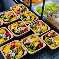 Boîte à fruits, Boîte à emporter pour fruits, Boîte à salade de dessert, Boîte bento à anis étoilé, Bol en papier, Boîte à lunch jetable en papier kraft