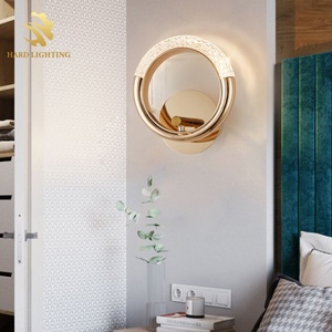 Американский современный минималистичный круглый светодиодный настенный светильник в японском скандинавском стиле для декора интерьера отелей, гостиных и коридоров - Product Image 3