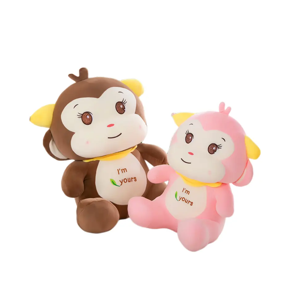 EW-bonito juguete de peluche con forma de mono para niños, almohada de felpa con logotipo personalizado