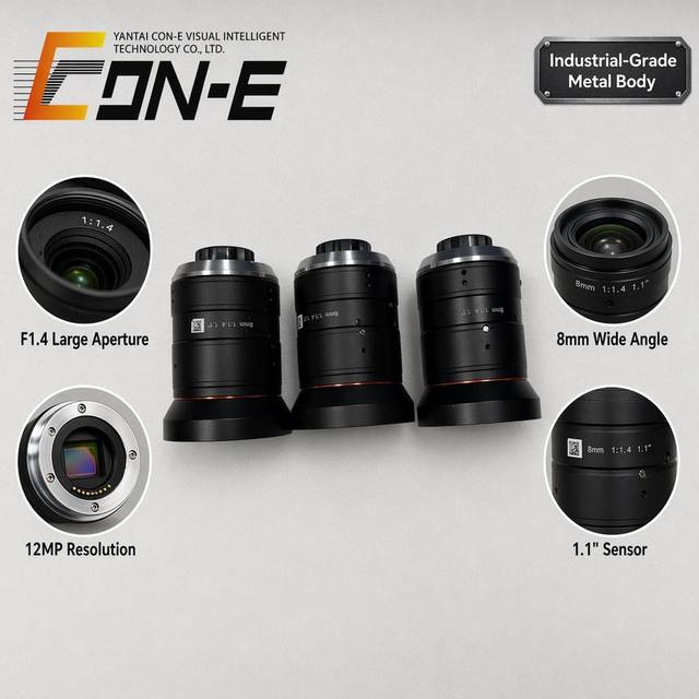 HIKROBOT MVL-KF0814M-12MPE 8mm F1.4 12MP Fixed Focus Wide-Angle Industrial Machine Vision Camera Lens C-Mount Manual Iris