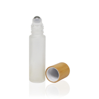 Flacon roll-on d'huile essentielle 15 ml rechargeable en verre ambré avec bouchon en bambou, cylindre cosmétique liquide, parfum, sérigraphie
