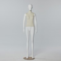 Magasin de vêtements vitrine femme tissu complet en fibre de verre avec bras en bois Mannequin debout droit