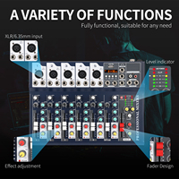 Console de mixage audio professionnelle XTUGA F7 à 7 canaux avec lecteur MP3 USB, 3 égaliseurs de marque, console de mixage audio DJ avec 16 DSP