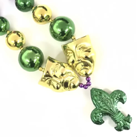 Collier de perles géantes Mardi Gras en gros, très demandé, avec masque et fléchettes de saints pour les célébrations de carnaval