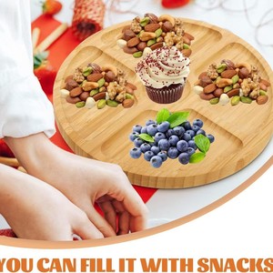 Plateau à fruits en bambou et bois de style européen avec compartiments, plateau à dessert, planche à découper pour pain et fruits, plateau à beurre et à aliments pour bébés - Product Image 5