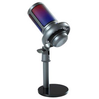 Micrófono de Condensador Profesional USB RGB para Juegos, Ligero y Portátil, con Cable, para Transmisión en Vivo y Podcasting, Construcción Metálica