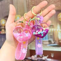 Porte-clés décoratif en acrylique, motif dessin animé mignon, avec perles bulles colorées et bouteille à sable mouvant à l'huile