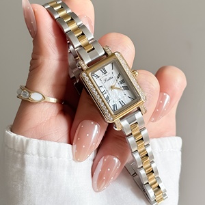 <span class=keywords><strong>Montre</strong></span> pour <span class=keywords><strong>femme</strong></span> Scottie 9889 vintage rectangulaire de luxe, pierres précieuses scintillantes, fond en nacre, <span class=keywords><strong>montre</strong></span> à quartz <span class=keywords><strong>classique</strong></span> haut de gamme - Product Image 4