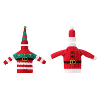 Weihnachten Neujahr Abendessen Tisch dekoration Pullover Kleid ELF Kleidung Set Weihnachten Weinflasche Abdeckung Tasche für festliche Dekorationen