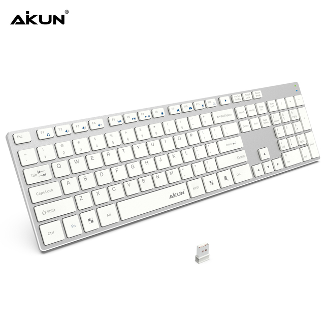 AIKUN Rechargeable Wireless Aluminium Keyboard 106 Quiet Keys,13 Shortcuts, Numeric Keypad,Auto Power Saving,Scissor Switch