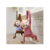 Boîte à mouchoirs en papier, sac de mouchoirs à suspendre pour chambre à coucher salon salle de bain à rayures mignonnes avec un singe de voiture