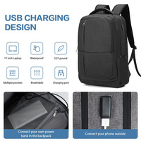 Sac à dos professionnel pour homme avec logo personnalisé, résistant à l'eau, grande capacité, pour ordinateur portable 17 pouces, idéal pour les trajets quotidiens et les voyages décontractés