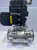 Vanne à boisseau sphérique sanitaire en acier inoxydable 316L Kingston avec actionneur pneumatique à double effet pour applications aquatiques, raccordement par collier