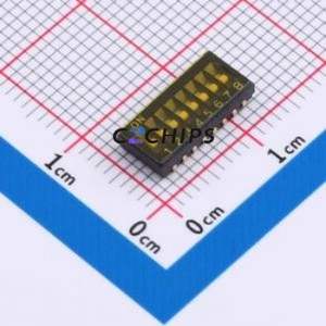 DSHP-08-TJ-GER DIP Switch SMD Switch Flat Toggle, Groove Type Single Pole Single Throw 8 1.27mm - Product Image 1