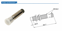 Sensor Induktif Koil PCB Domenzi M12 8mm Non Flush Mount IP67 PNP NO Deteksi Logam Fitur Anti Magnetik untuk Industri