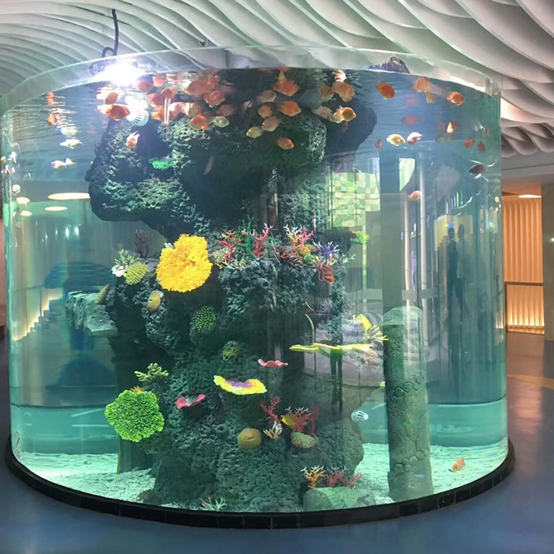 Kunstmatige Coral Glasvezel Aquarium Met Windows Grote Marine Aquarium Coral Reef Fish Tank Leveranciers In Muur Aquarium