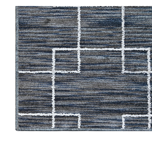 Tapis géométrique moderne rectangulaire gris en polyester à poils ras, résistant aux taches, pour salon - Product Image 3