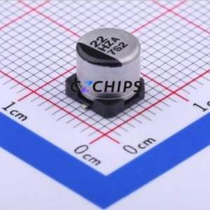 ตัวเก็บประจุแบบไฮบริดของแข็ง-ของเหลวอะลูมิเนียมอิเล็กโทรไลต์แบบ SMD รุ่น EEHZA1H220P, ขนาด D6.3xL5.8 มม. ความจุ 22uF ค่าความคลาดเคลื่อน 20% แรงดัน 50V กระแสไฟ 110mA ความถี่ 100Hz - Product Image 1