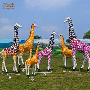 Design moderne de grandes statues d'animaux de <span class=keywords><strong>girafe</strong></span> peintes en fibre de verre pour la décoration de jardin et de parc - Product Image 5