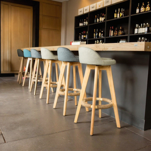 Silla de Barra Alta de Estilo Nórdico con Tapicería de Lino para Pub, Cafetería, Hogar, Restaurante, Taburete Giratorio para Isla de Cocina - Product Image 5