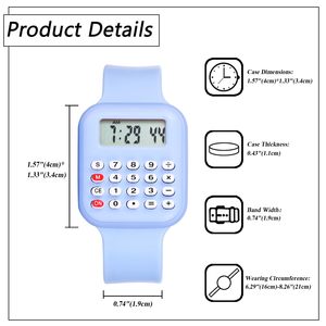 Unisex Kid Silicone Digital Wrist Watches Multi-Purpose Electronic Calculator and <b>Clock</b> with Battery Power Source - Product Image 4