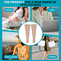 Bas anti-embolie DVT à compression modérée 13-18 mmHg, respirants, en nylon et élasthanne, unisexe, à bout ouvert, hauteur cuisse